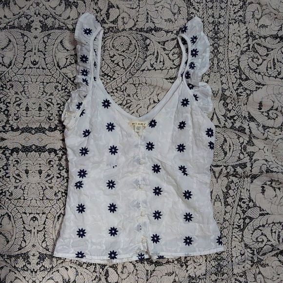 Ruffle button up tank top - Picture 1 of 6